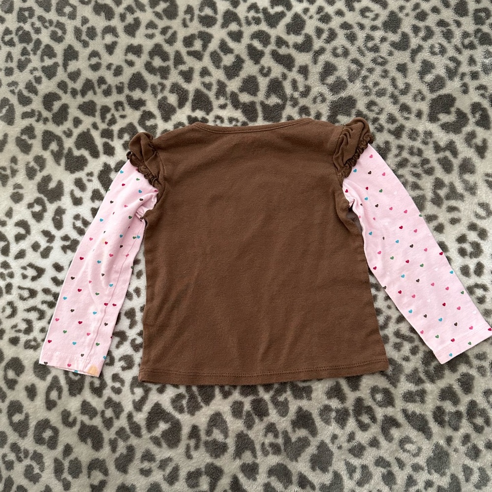 Jumping Beans Heart Graphic Long Sleeve Layered Look T-shirt in Brown Size 2T - Picture 10 of 15